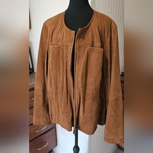 Lands' End Women's Tan Suede Jacket 2X